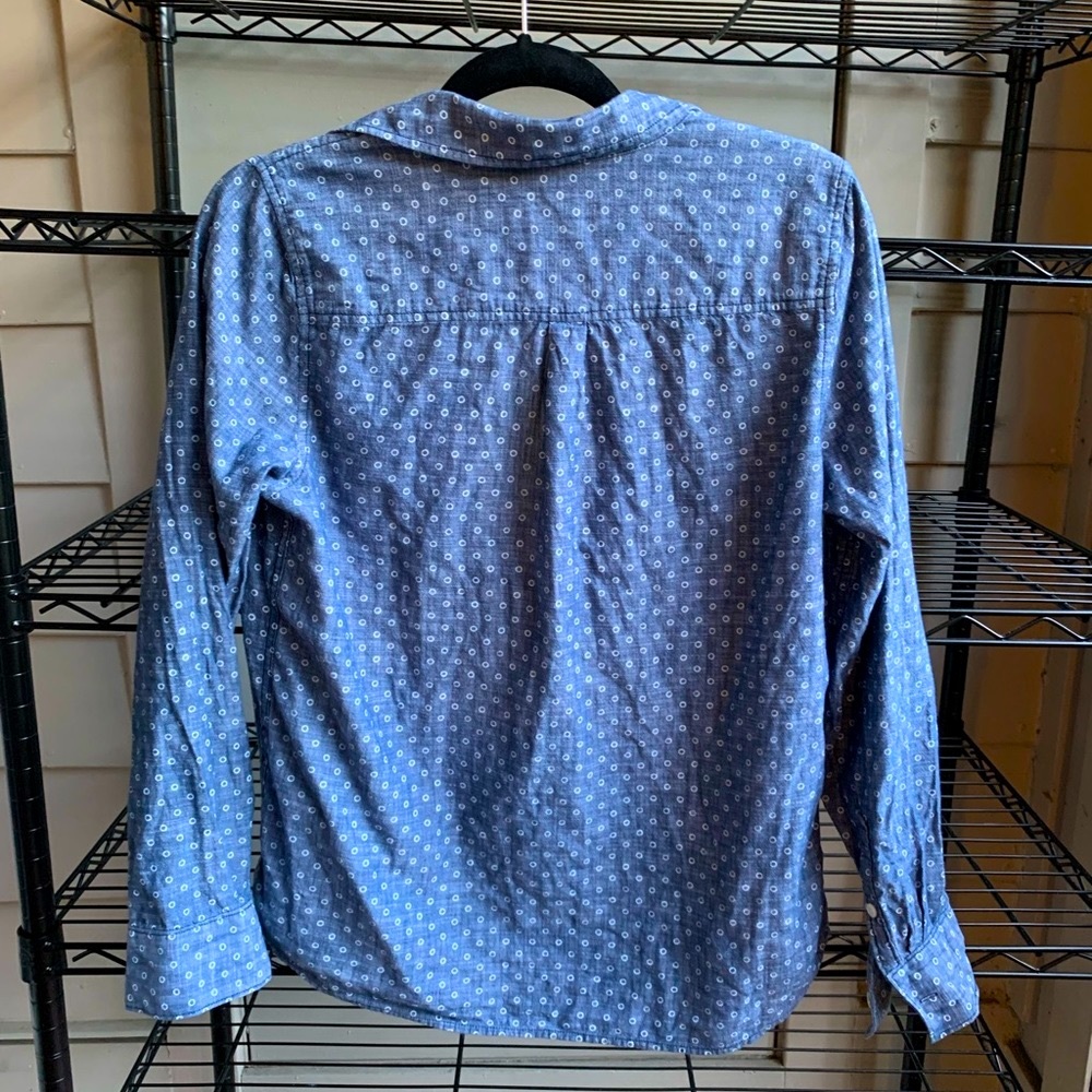 J. Crew Patterned Chambray Partial Button-Up Blou… - image 2